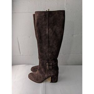 Calvin Klein "Camie" Engineer Coffee Bean Suede Knee Hi Boots Sz 10 M New withou